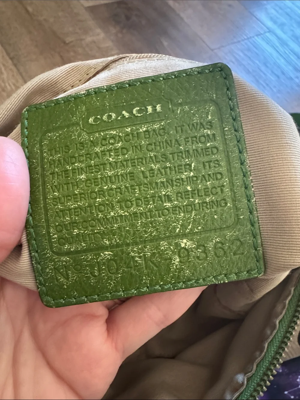 Coach Green 💚 #9362 crossbody bag with ladybug 🐞 keychain